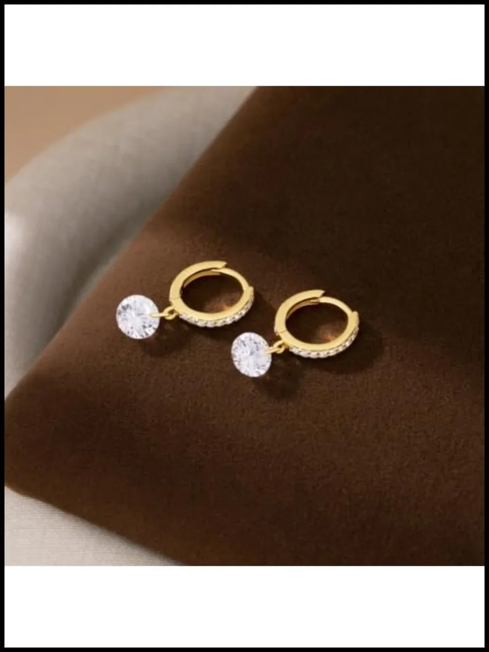 Sterling Silver CZ Drop Hoop Earrings for Women Teens Hypoallergenic